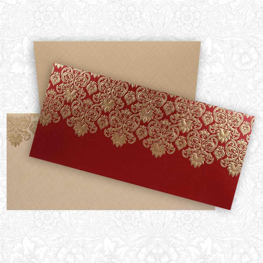 Classic Red Shading With Gold Foiling Blossom Theme Wedding Card - KNKZ02440-2